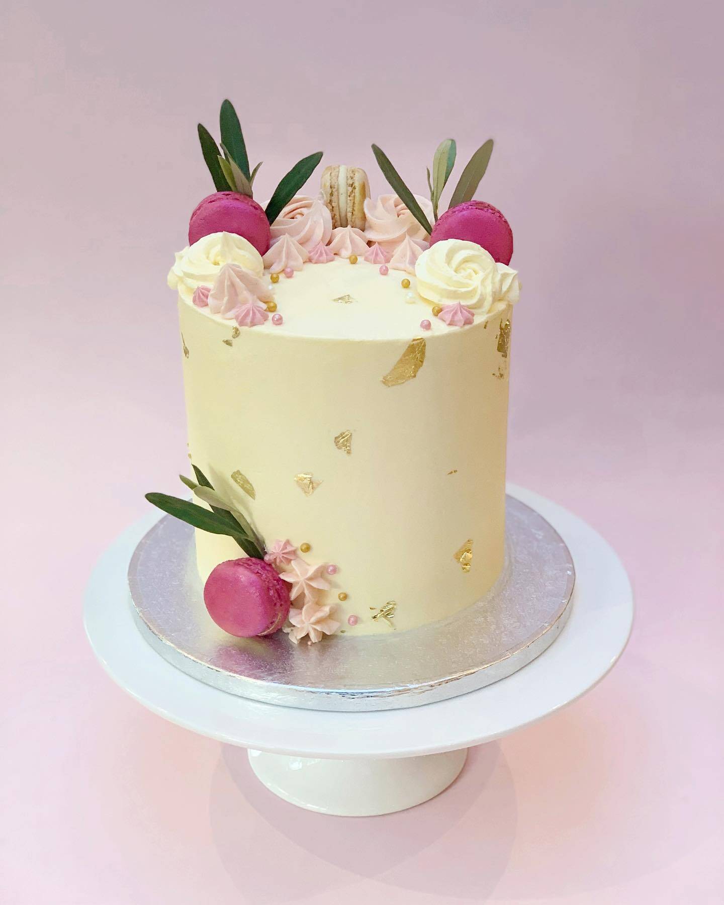 Pink Macarons and Gold Leaf Cake - C for Cakes
